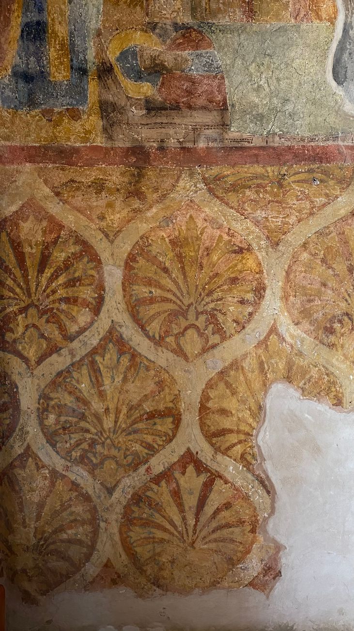 antique wall with ornamental fresco