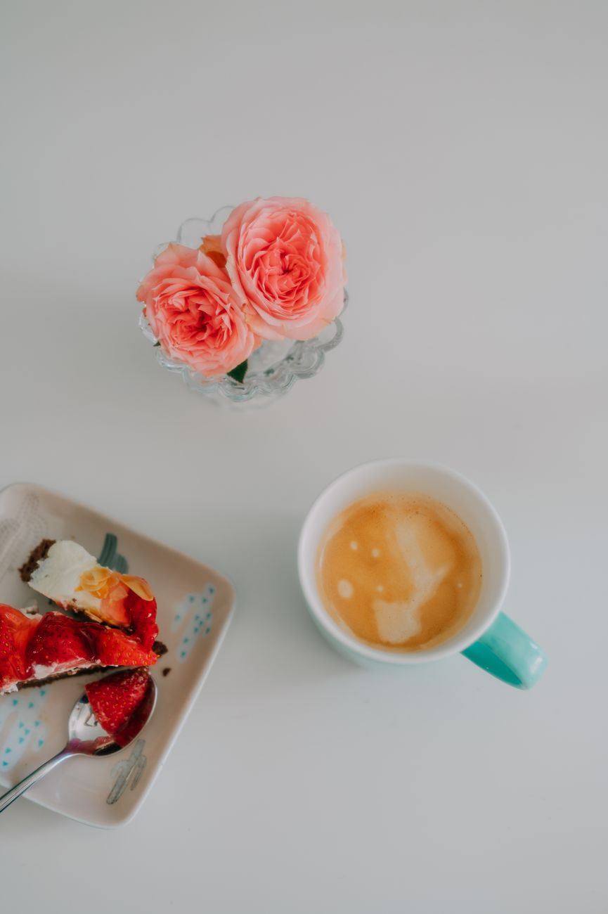 delightful coffee and dessert flat lay