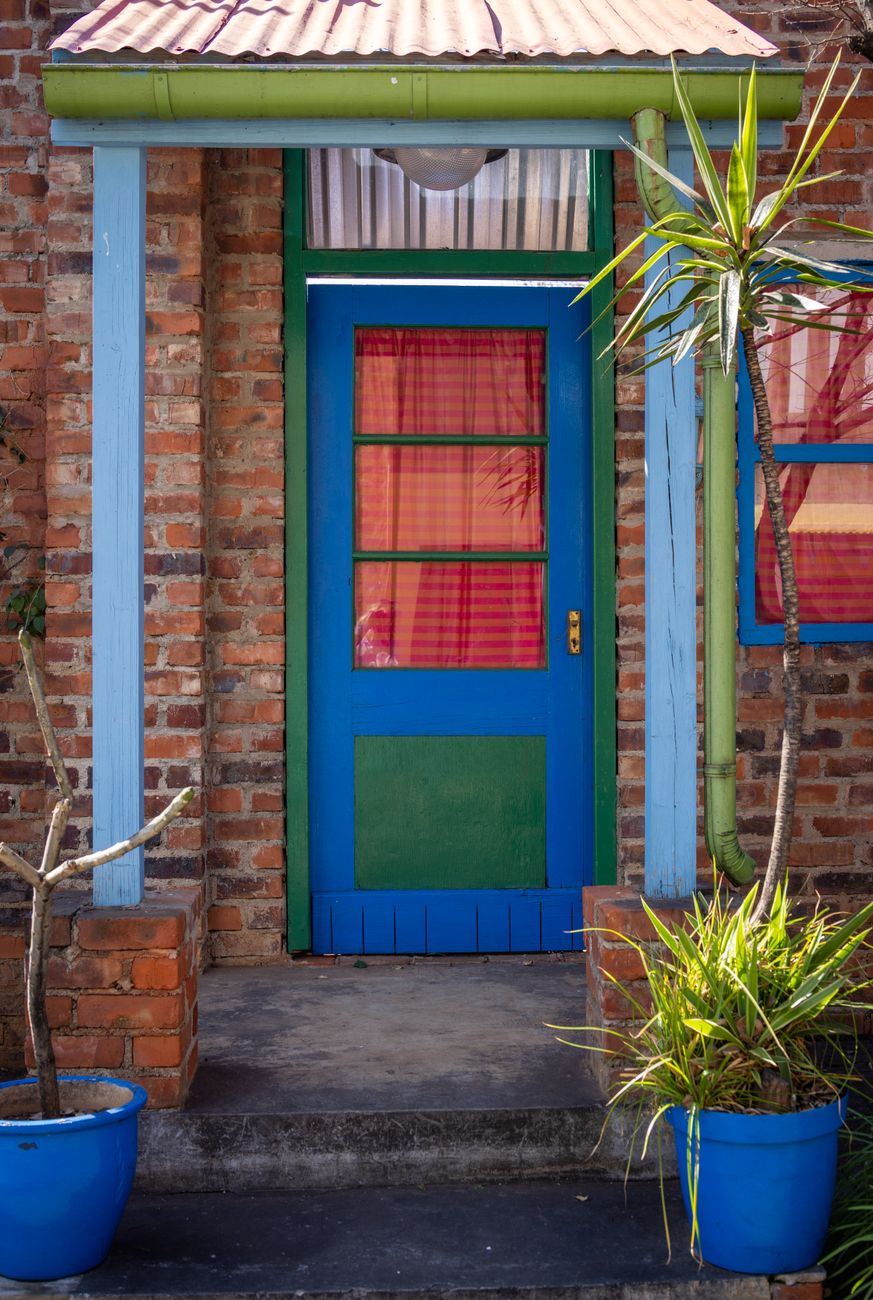 vibrant colorful door of urban home